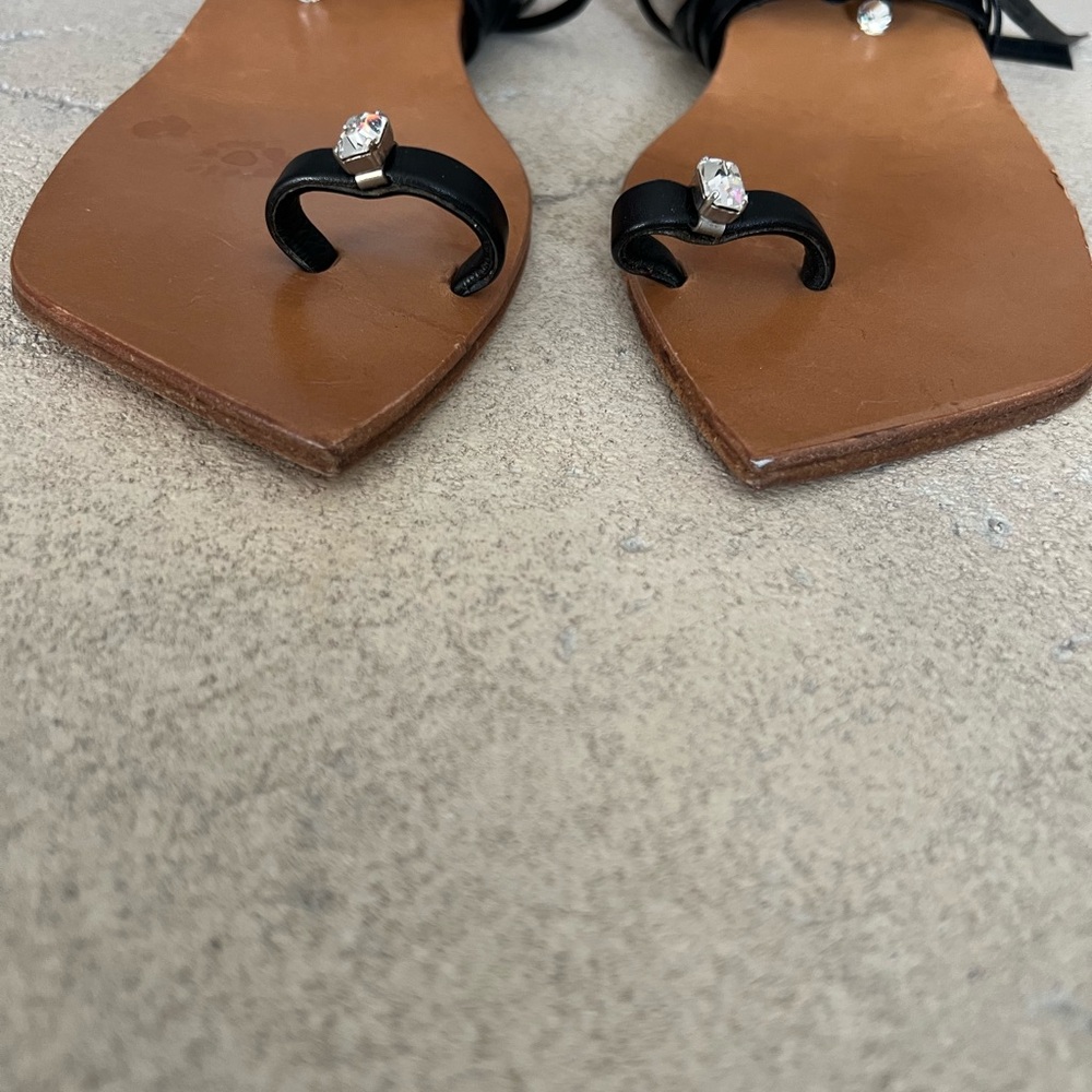K. Jacques Black Leather Sandals